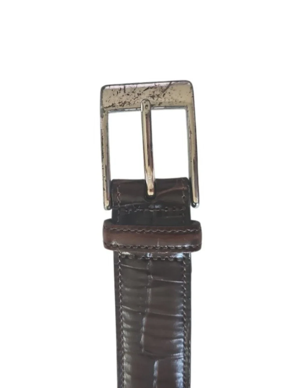 Trafalgar Italian Calfskin Leather Belt Brown Croc Embossed USA Men 38 Dress